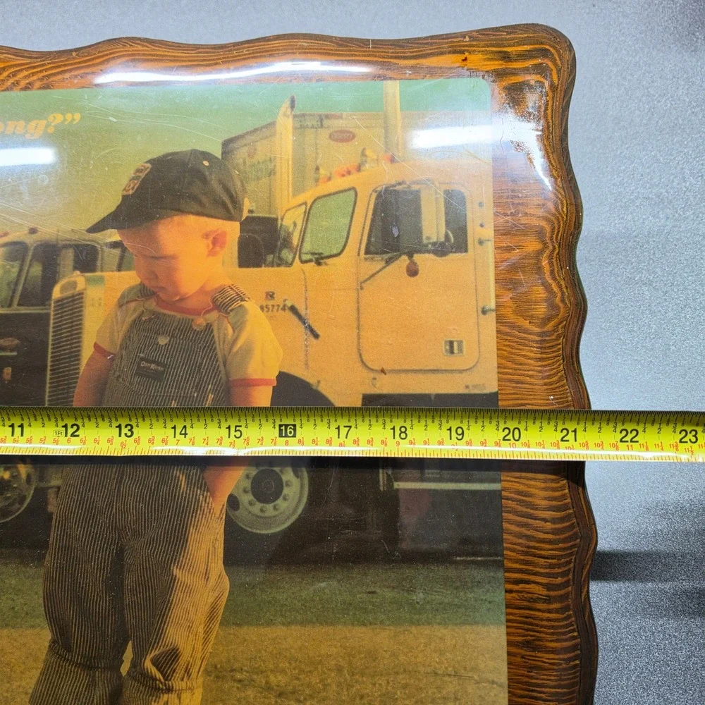 Vintage OshKosh B'Gosh Trucking Wall Plaque Large‎ Wood Decoupage Art